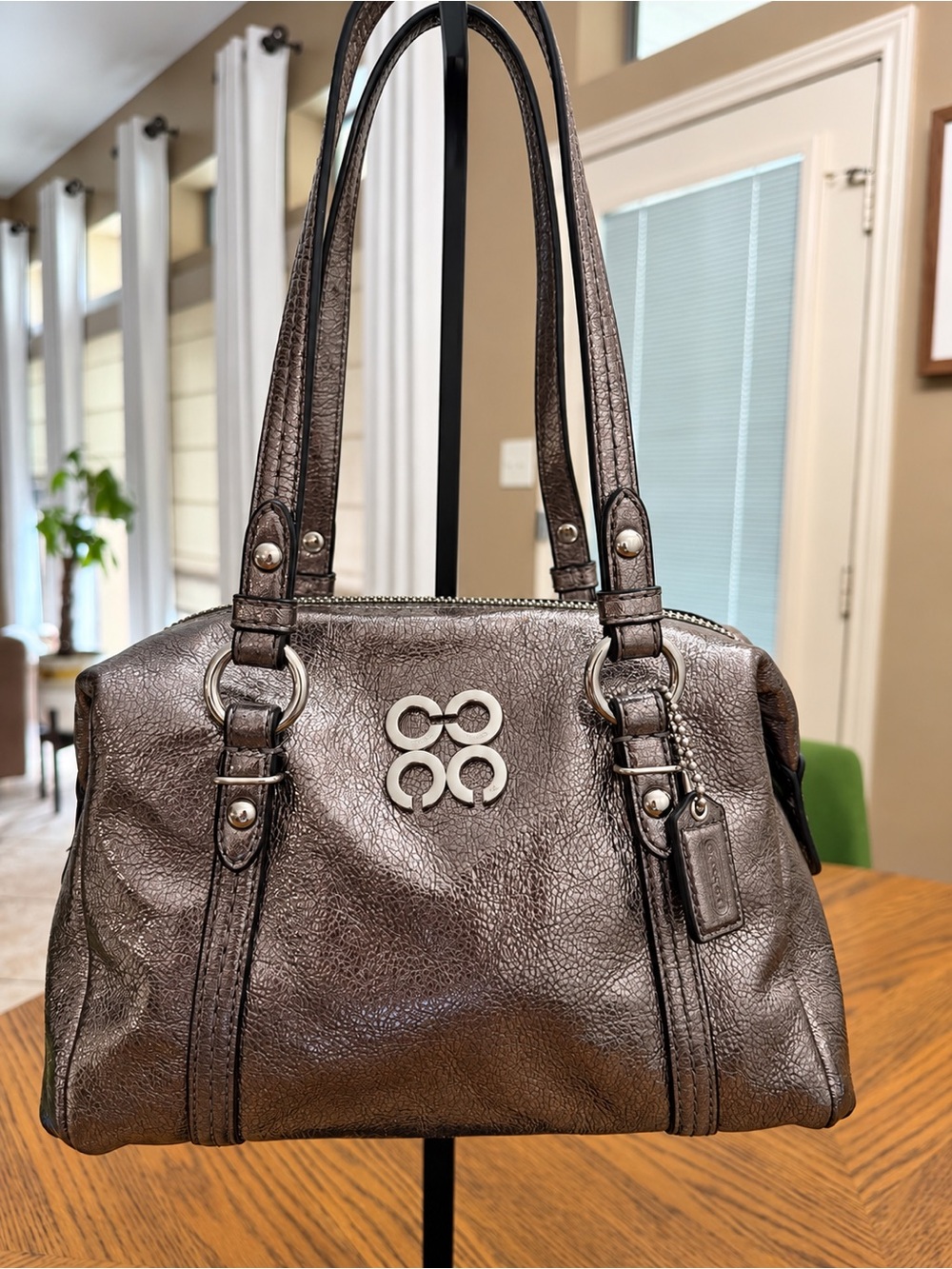 EUC Coach Julia Satchel in Metallic Gunmetal